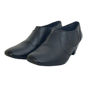 Life Stride Womens Heeled Ankle Boots Black Vegan Leather Sandborne